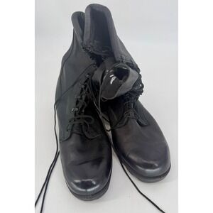 Vtg RO-Search Military Combat Boots Black Leather Lace Up 13W German Style